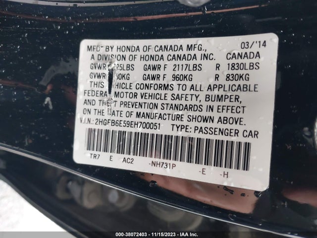 Honda CIVIC SI 2014 2HGFB6E59EH700051 Image 9