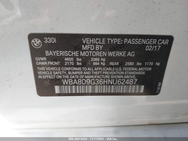 WBA8D9G36HNU62487 BMW 330i Xdrive