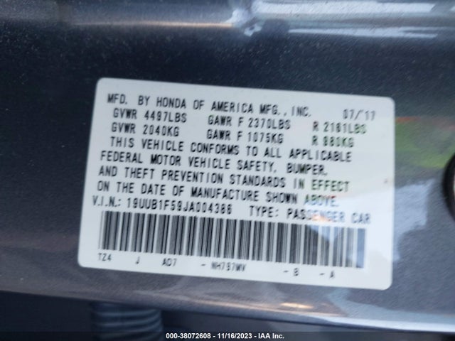 19UUB1F59JA004386 Acura Tlx Tech Pkg