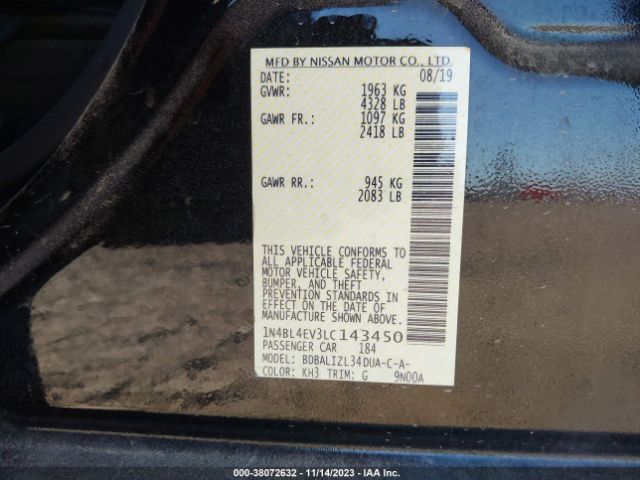 1N4BL4EV3LC143450 Nissan Altima Sl Fwd
