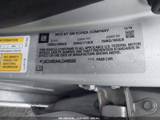 Chevrolet Spark Fwd 1lt Automatic 2020 KL8CD6SA4LC449588 Image 9
