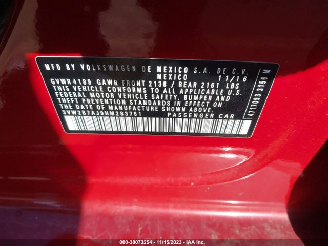 3VW2B7AJ9HM283751 Volkswagen Jetta 1.4t S