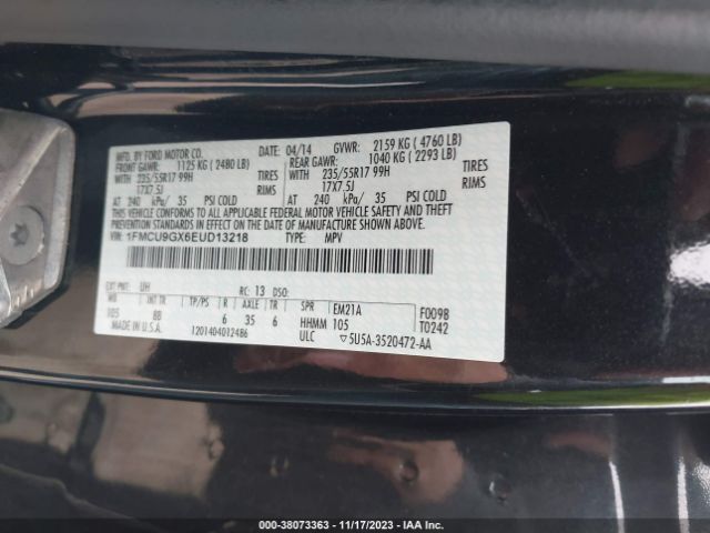1FMCU9GX6EUD13218 Ford ESCAPE SE