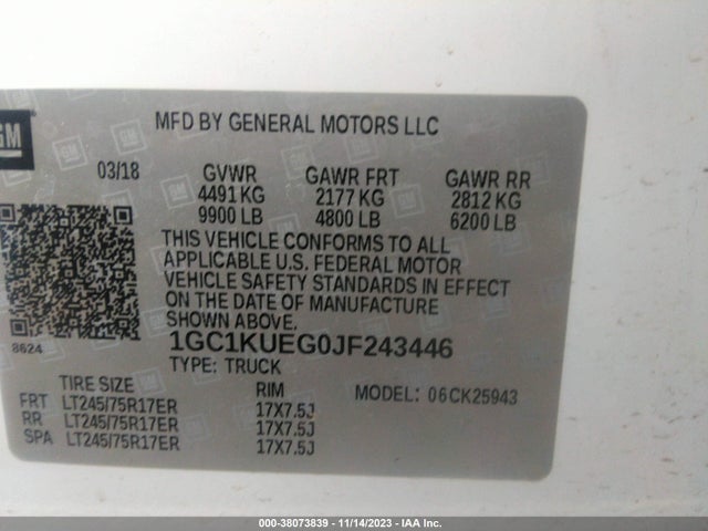 Chevrolet Silverado 2500hd Wt 2018 1GC1KUEG0JF243446 Image 9