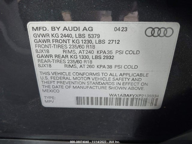 WA1ABAFYXP2135934 Audi Q5 Premium 40 Tfsi Quattro S Tronic