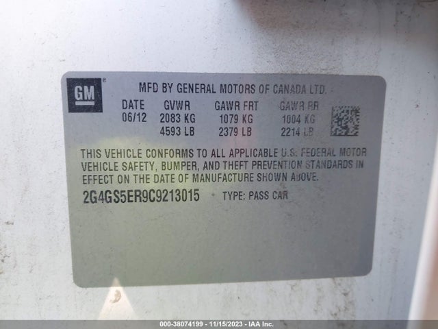 2012 BUICK REGAL PREMIUM 1 VIN: 2G4GS5ER9C9213015