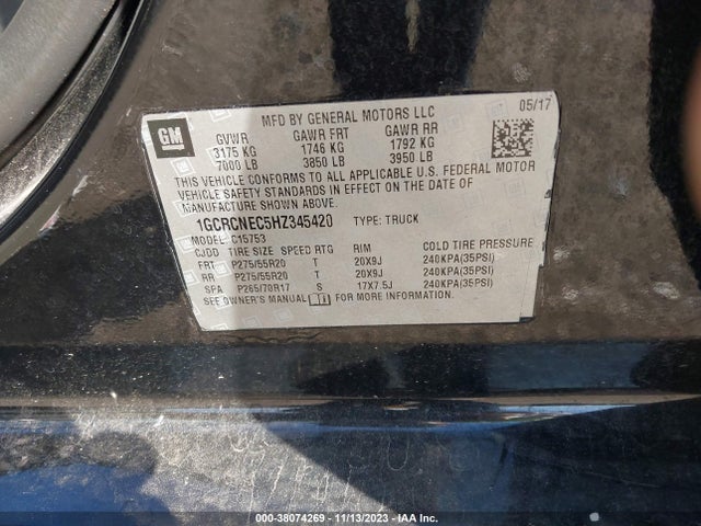 Chevrolet Silverado 1500 Wt 2017 1GCRCNEC5HZ345420 Image 9