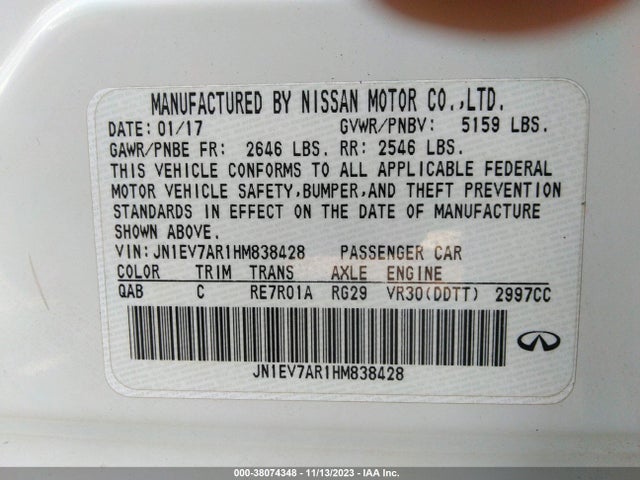 JN1EV7AR1HM838428 Infiniti Q50 3.0t Signature Edition