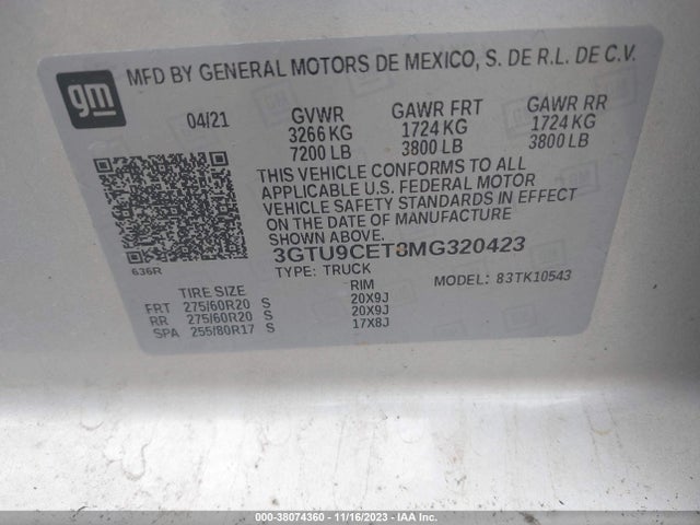 GMC Sierra 1500 4wd  Short Box Elevation 2021 3GTU9CET8MG320423 Image 9