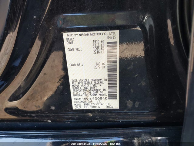 2015 NISSAN ALTIMA 2.5 SL/2.5 SV/2.5/2.5 S VIN: 1N4AL3AP7FC430940