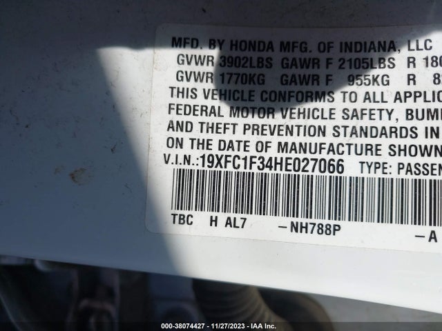 Honda Civic Ex-t 2017 19XFC1F34HE027066 Image 9