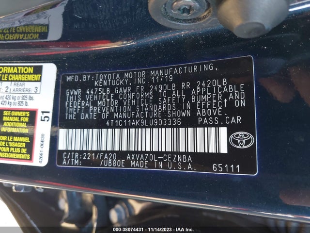 Toyota CAMRY LE 2020 4T1C11AK9LU903336 Image 9