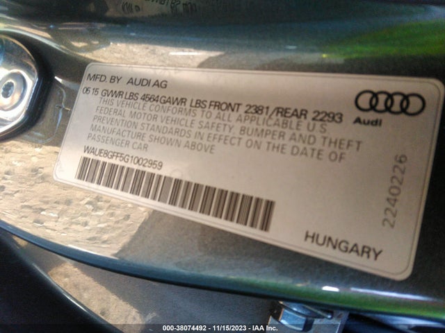 WAUE8GFF5G1002959 Audi A3 2.0t Premium