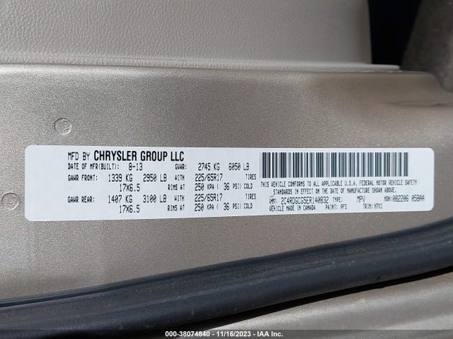 Dodge Grand Caravan Sxt 2014 2C4RDGCG5ER140832 Image 9