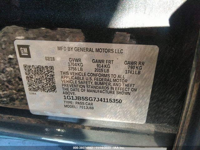 Chevrolet Sonic Ls Auto 2018 1G1JB5SG7J4115350 Image 9