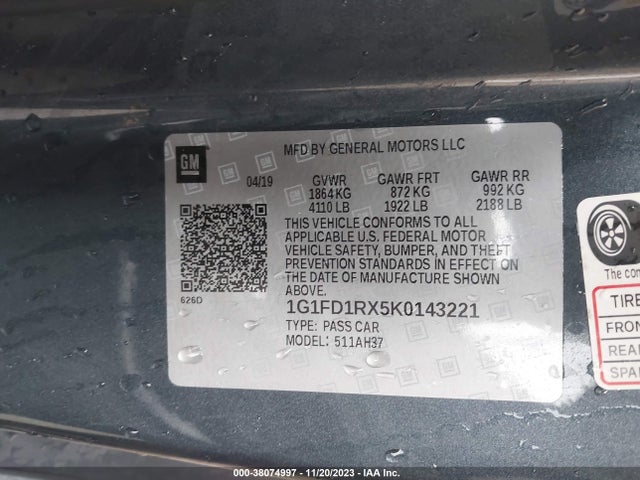 Chevrolet Camaro 2lt 2019 1G1FD1RX5K0143221 Image 9