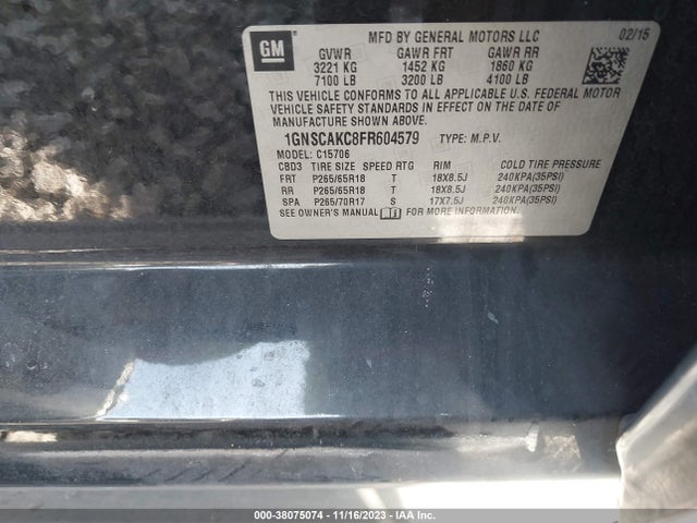 Chevrolet Tahoe Ls 2015 1GNSCAKC8FR604579 Image 9