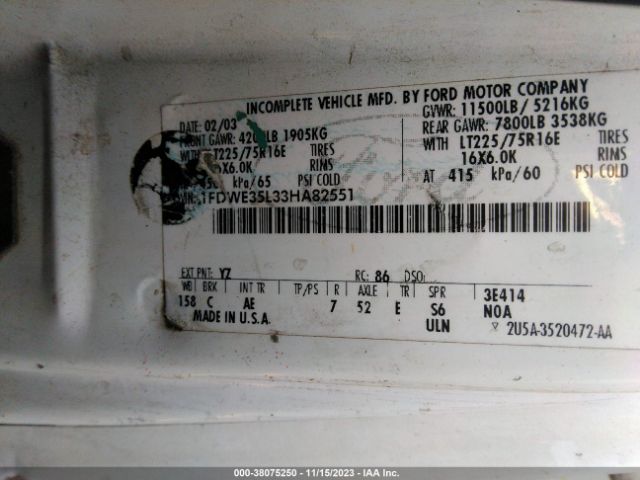 2003 FORD E-350 CUTAWAY 1FDWE35L33HA82551 Photo 8