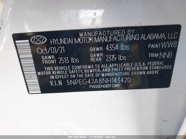 Hyundai SONATA SE 2022 5NPEG4JA8NH143420 Image 9