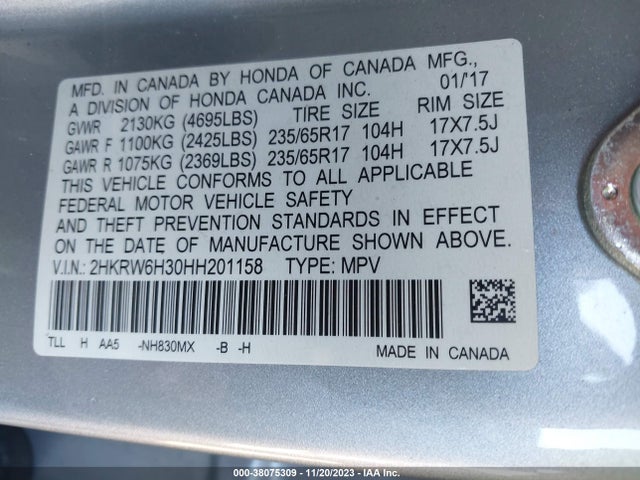 Honda CR-V LX 2017 2HKRW6H30HH201158 Image 9