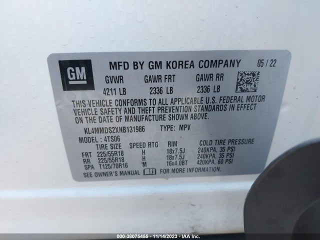 2022 BUICK ENCORE GX FWD SELECT VIN: KL4MMDS2XNB131986