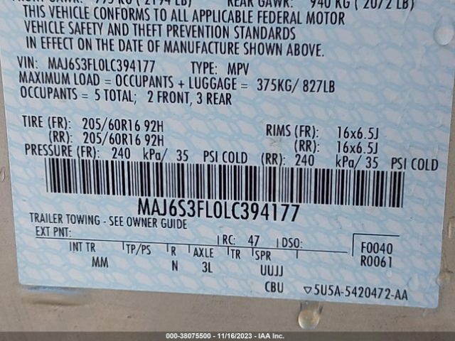 2020 FORD ECOSPORT MAJ6S3FL0LC394177 Photo 8