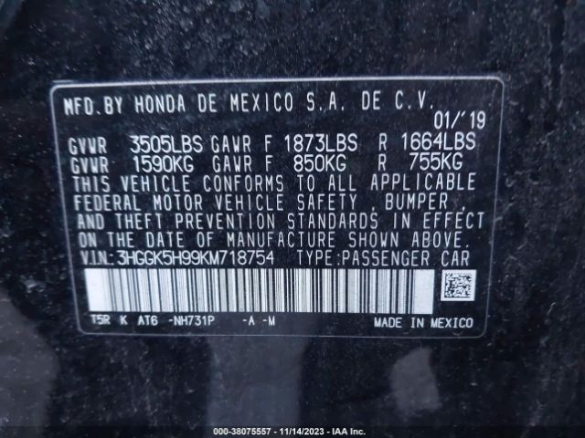 3HGGK5H99KM718754 Honda Fit Ex-l