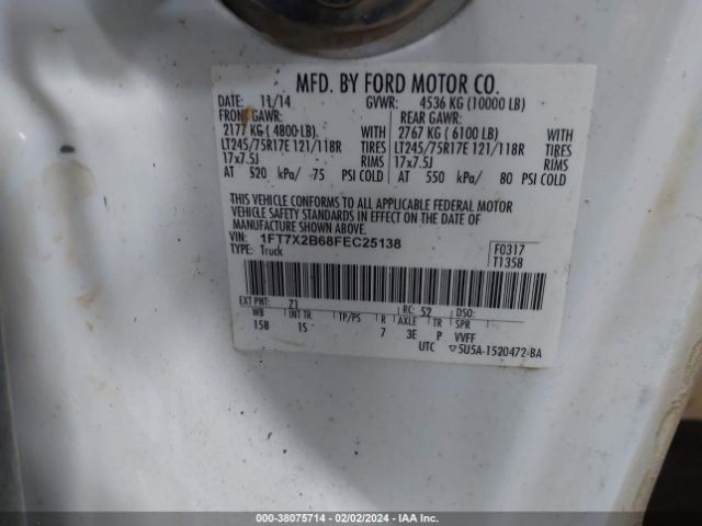 1FT7X2B68FEC25138 Ford F-250 Xl