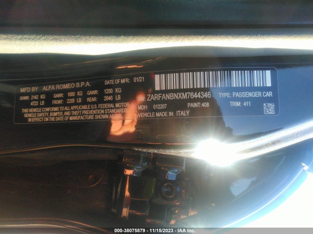 ZARFANBNXM7644346 Alfa Romeo Giulia Ti Awd