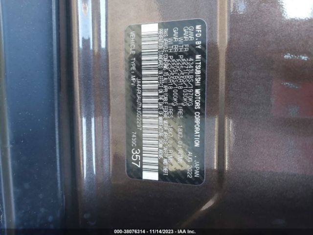 2022 MITSUBISHI OUTLANDER SPORT JA4ARUAU7NU022297 Photo 8