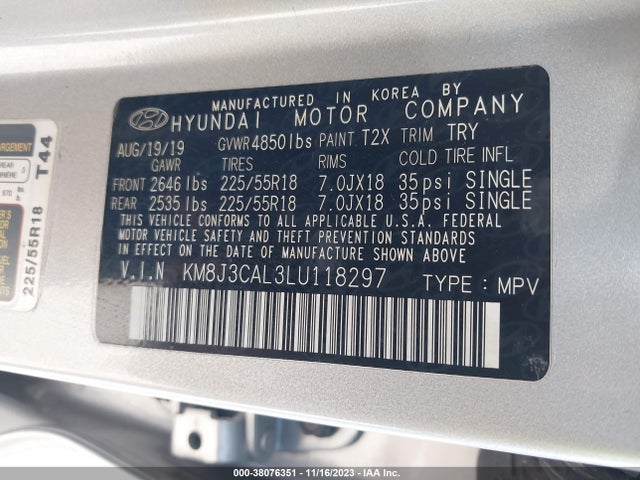 2020 HYUNDAI TUCSON ULTIMATE VIN: KM8J3CAL3LU118297