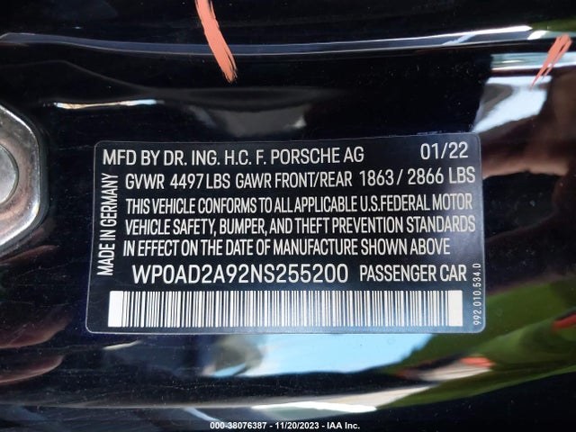 2022 PORSCHE 911 WP0AD2A92NS255200 Photo 8