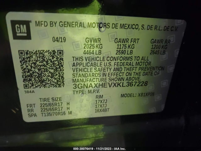 Chevrolet EQUINOX LS 2019 3GNAXHEVXKL367228 Image 9