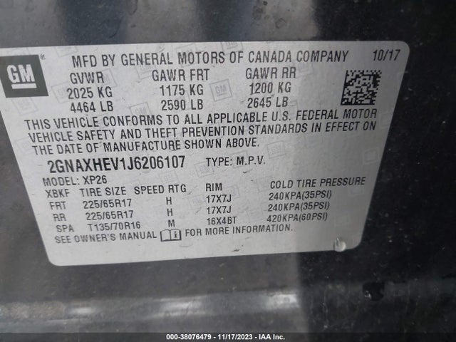 Chevrolet EQUINOX LS 2018 2GNAXHEV1J6206107 Image 9