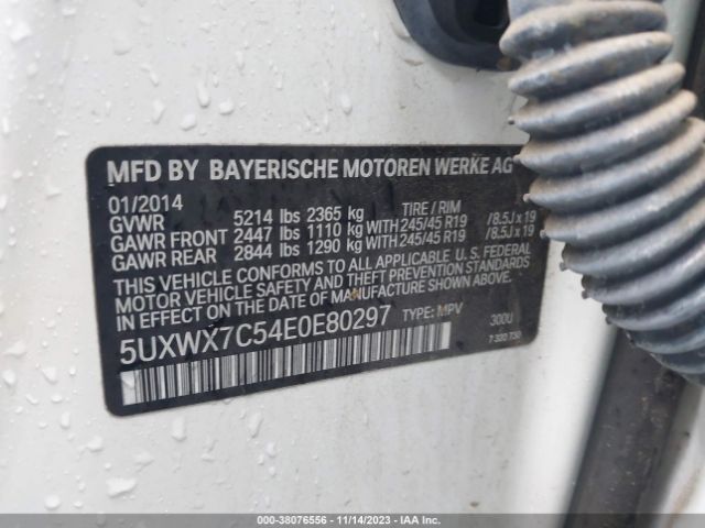 5UXWX7C54E0E80297 BMW X3 Xdrive35i