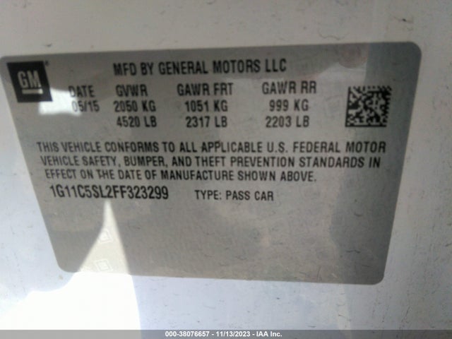 Chevrolet MALIBU LT 2015 1G11C5SL2FF323299 Image 9