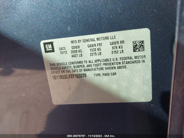 Chevrolet Malibu 1ls 2014 1G11B5SLXEF153078 Image 9