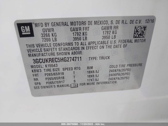 Chevrolet Silverado 1500 2lt 2017 3GCUKREC5HG274711 Image 9