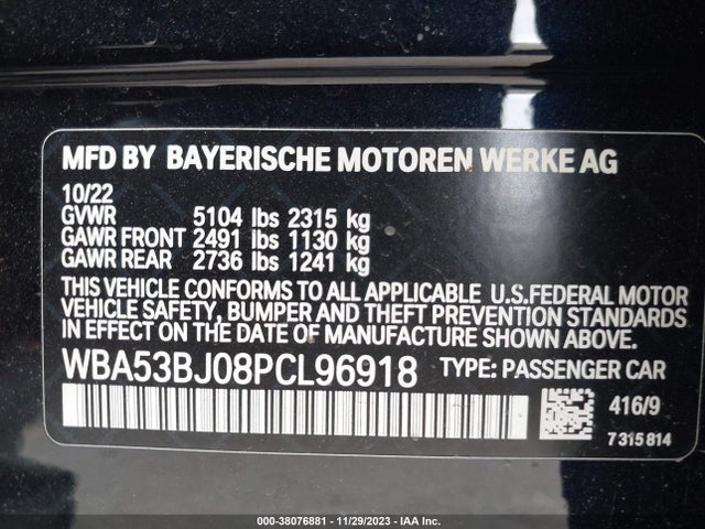 BMW 540I 2023 WBA53BJ08PCL96918 Image 9