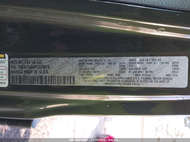 Jeep Gladiator Sport S 4x4 2023 1C6HJTAG3PL529410 Image 9