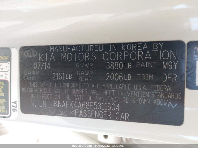 2015 KIA FORTE LX VIN: KNAFK4A68F5311604