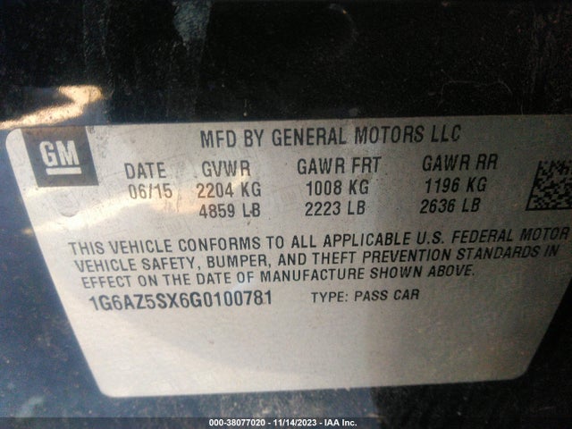 1G6AZ5SX6G0100781 Cadillac Cts Premium Collection