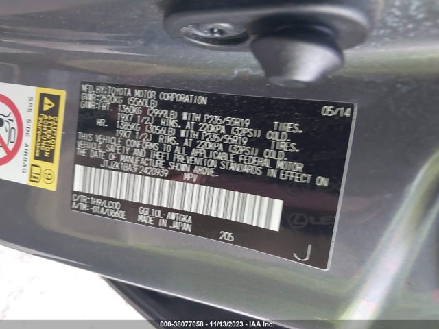 Lexus RX 350 2015 JTJZK1BA3F2420939 Image 9