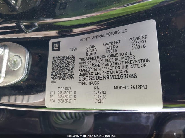 Chevrolet Colorado 2021 1GCGSDEN9M1163086 Image 9