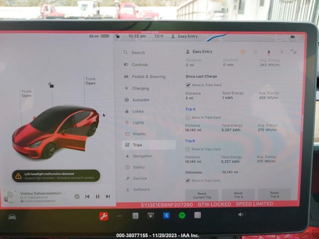 2022 TESLA MODEL 3 LONG RANGE DUAL MOTOR ALL-WHEEL DRIVE VIN: 5YJ3E1EB6NF207290