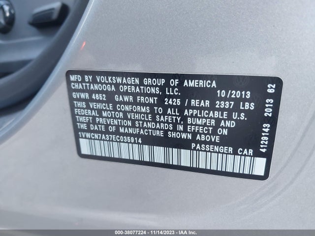 1VWCN7A37EC035914 Volkswagen Passat Tdi Sel Premium