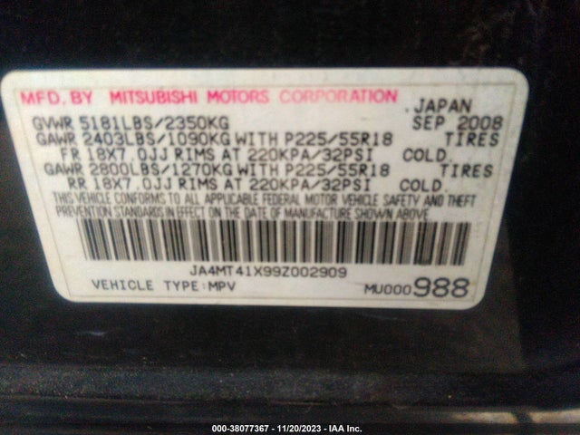 2009 MITSUBISHI OUTLANDER JA4MT41X99Z002909 Photo 8