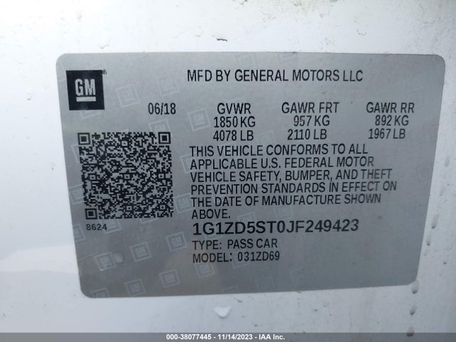Chevrolet MALIBU LT 2018 1G1ZD5ST0JF249423 Image 9