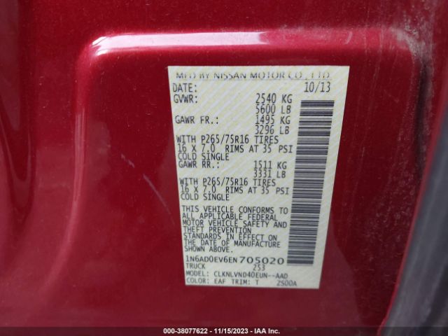 1N6AD0EV6EN705020 Nissan Frontier Pro-4x