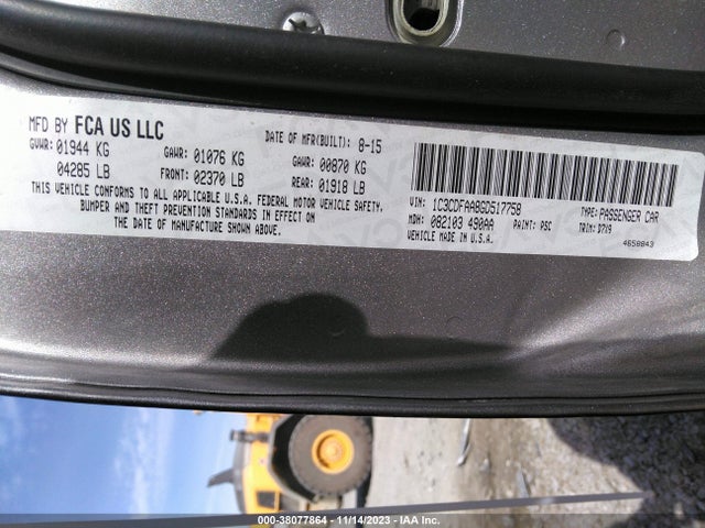 Dodge DART SE 2016 1C3CDFAA8GD517758 Image 9